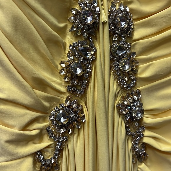 Mignon ruched full length beaded bodice back draped crisscross gown - Picture 8 of 8